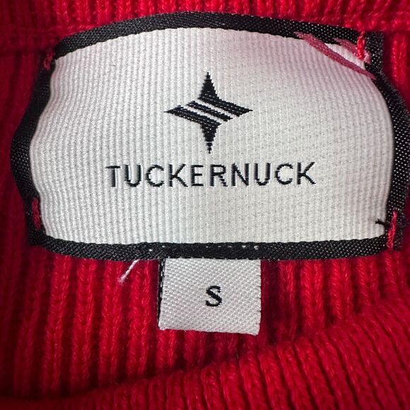 Tuckernuck Monroe Sweater Women's Small Red Mock Neck Bell Sleeve Relaxed Button - Picture 6 of 10